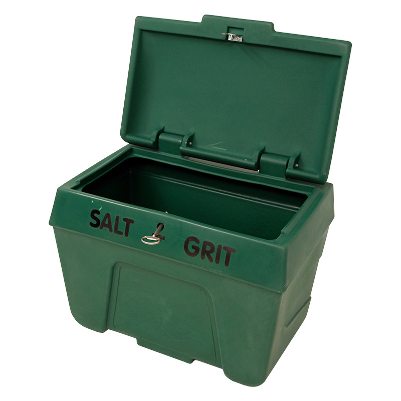Polyethylene grit bin with key lock - green, 400L