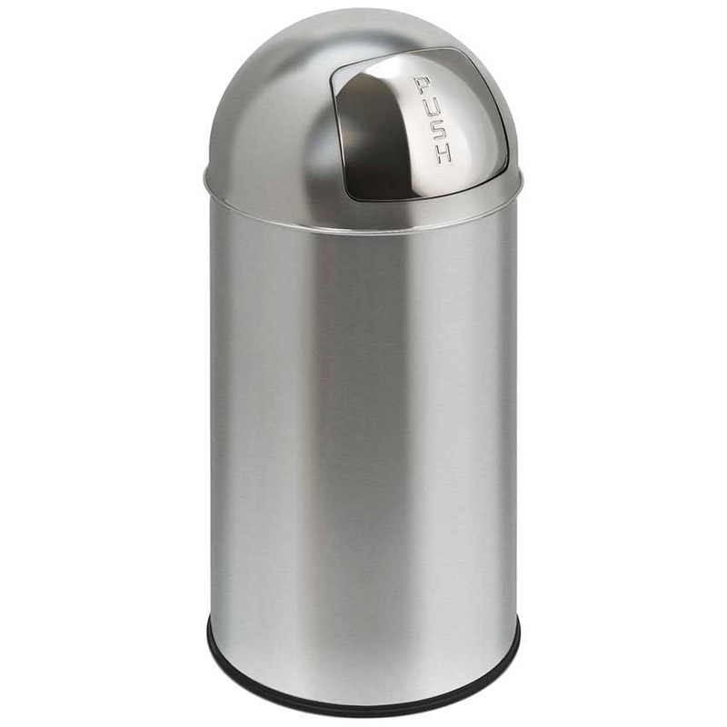 40L Steel Push Bin - Stainless Steel