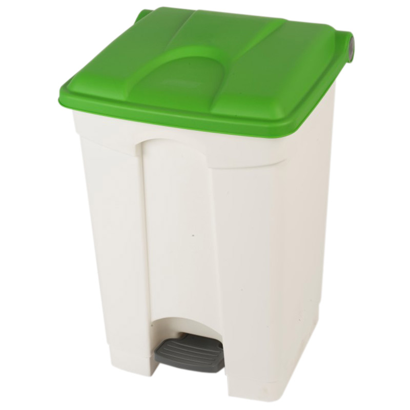 Pedal Bin Container 45L White Base, Coloured Lid 410 x 398 x 600mm