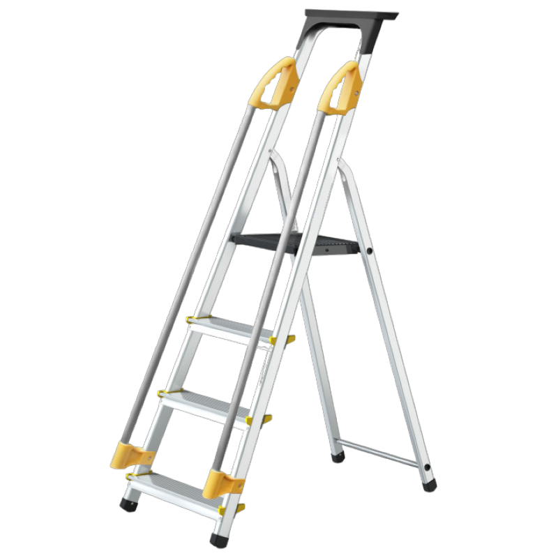 Aluminium Safety Platform Steps with tool tray - 4 tread - EN131 compliant - platform height 800mm