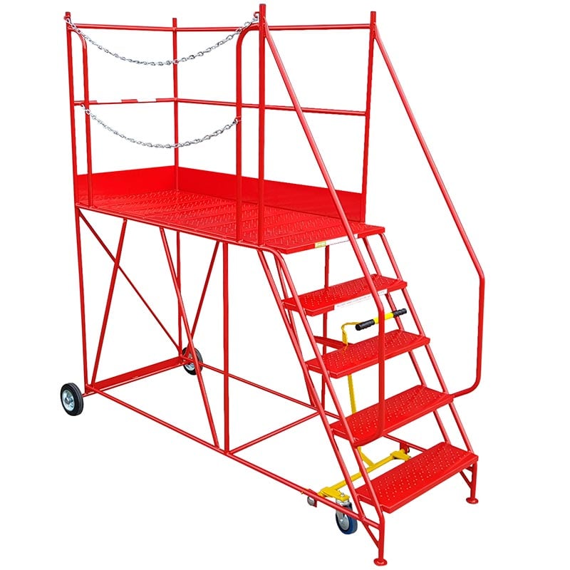 5 Tread Chained Side Access Platform Steps - 1250mm platform height