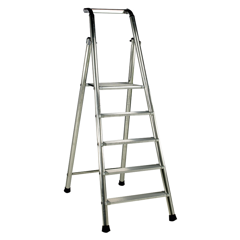 Heavy-Duty 5-Tread Aluminium Step Ladder - 1200mm Platform Height - EN131 Compliant & GS Approved