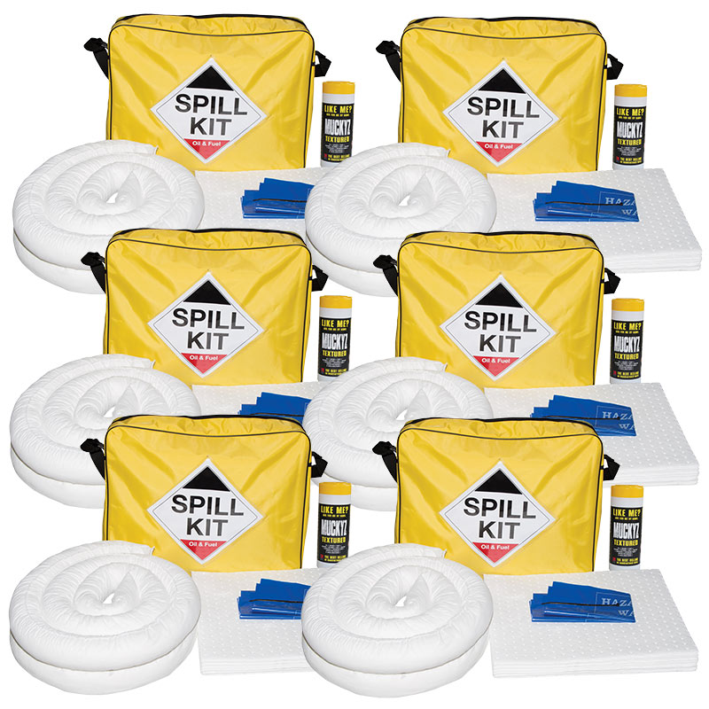 50L Oil & Fuel Spill Kits in Yellow Shoulder Bag - Pack of 6