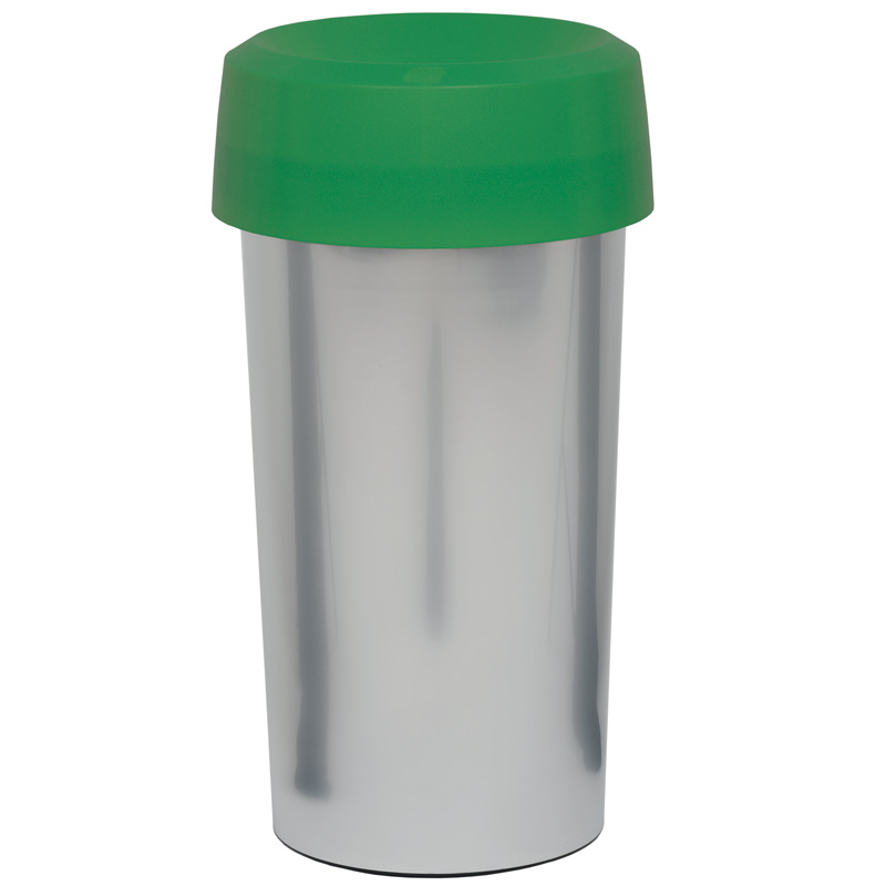 Coloured Coded Open Top Recycling Bin - 50L - Green Lid