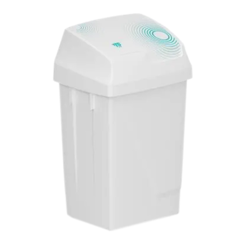 50L White Plastic Swing Bin with White Lid