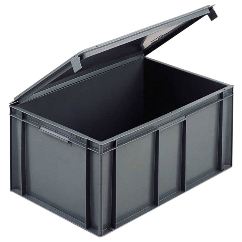 Solid Euro Container with Integral Lid - 54 Litre - 600 x 400 x 291mm