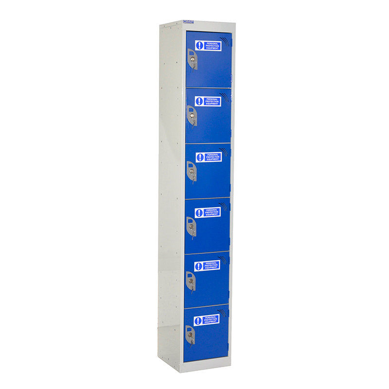 6-door PPE Locker - 1800 x 300 x 300mm - Reaction to Fire Classification EN 13501-1 - Germ Guard Active Technology paint