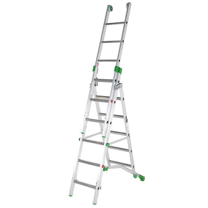 Combination Ladder with Telescopic Stabiliser - 6 Rungs - 2.0m Closed Length - EN131 Compliant