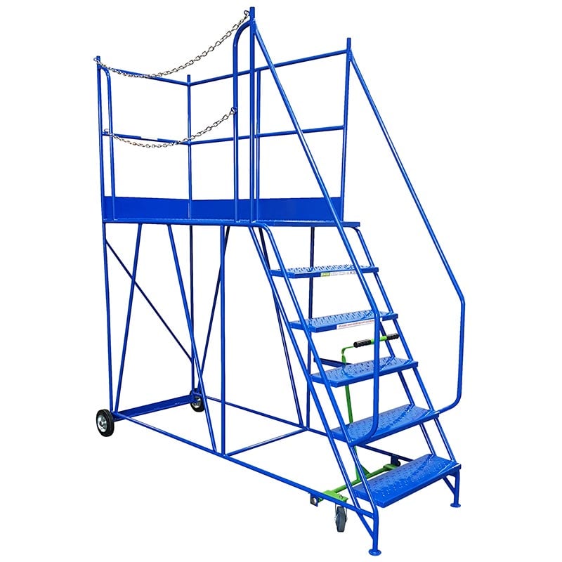 6 Tread Chained Side Access Platform Steps - 1500mm platform height