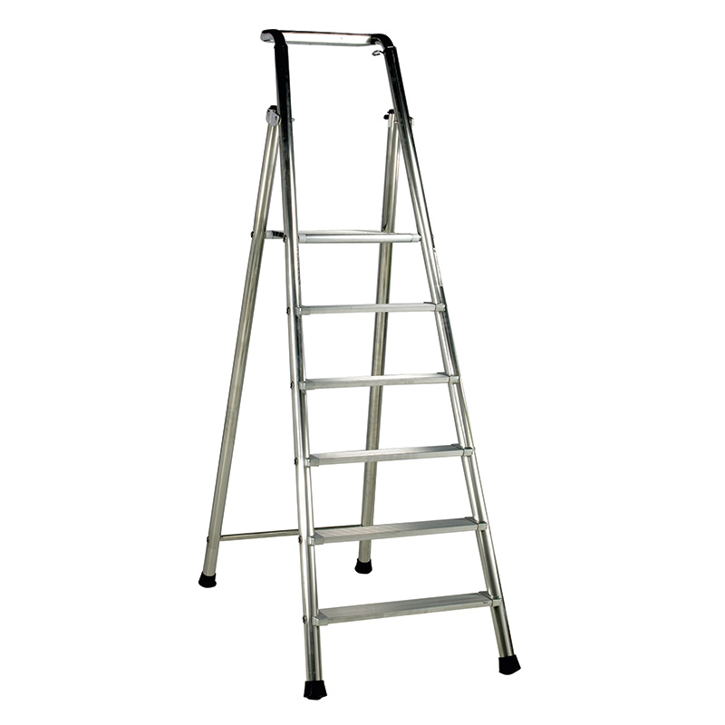 Heavy-Duty 6-Tread Aluminium Step Ladder - 1430mm Platform Height - EN131 Compliant & GS Approved