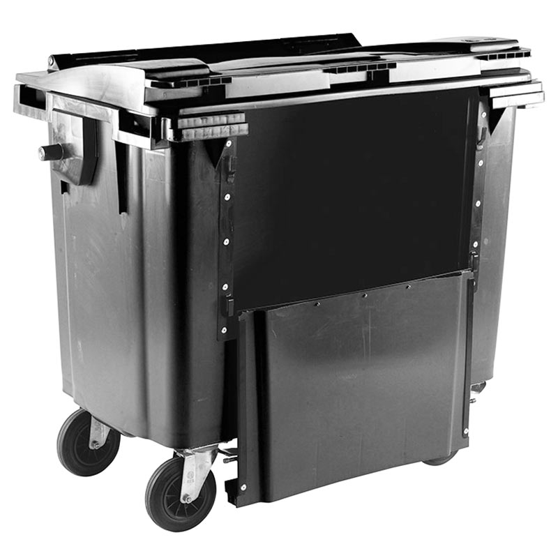 660L Grey Wheelie Bin With Drop Down Front - 1200 x 1350 x 770mm