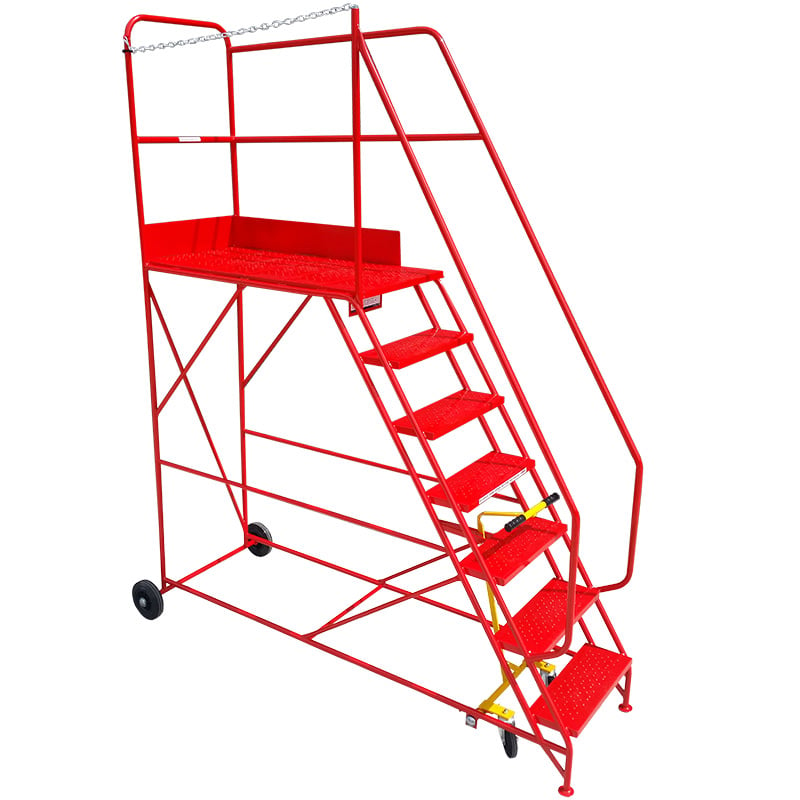 7 Tread Chained Side Access Platform Steps - 1750mm platform height