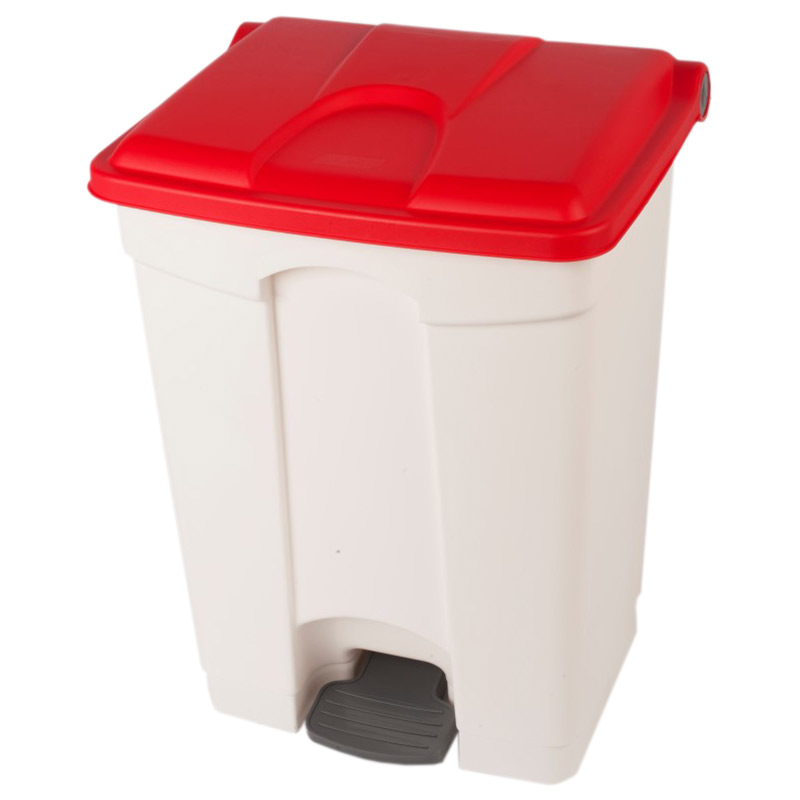 Pedal Bin Container 70L White Base, Coloured Lid 495 x 412 x 673mm