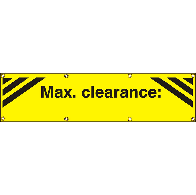 PVC Scaffold Banner with Eyelets - Yellow & Black - Max. Clearance:- 1200 x 300mm