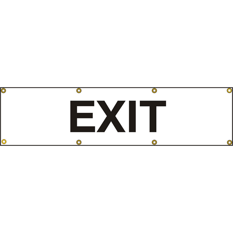 PVC Scaffold Banner with Eyelets - Black & White - Exit - 1200 x 300mm