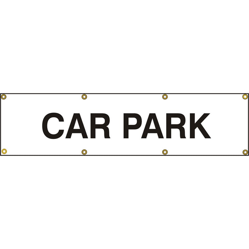 PVC Scaffold Banner with Eyelets - Black & White - Car Park - 1200 x 300mm