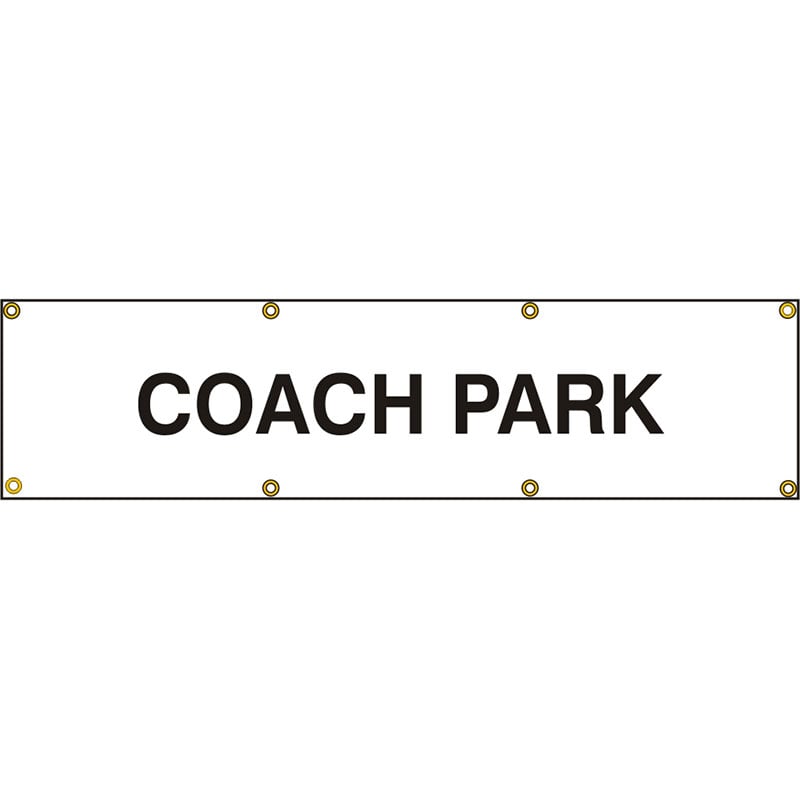 PVC Scaffold Banner with Eyelets - Black & White - Coach Park - 1200 x 300mm