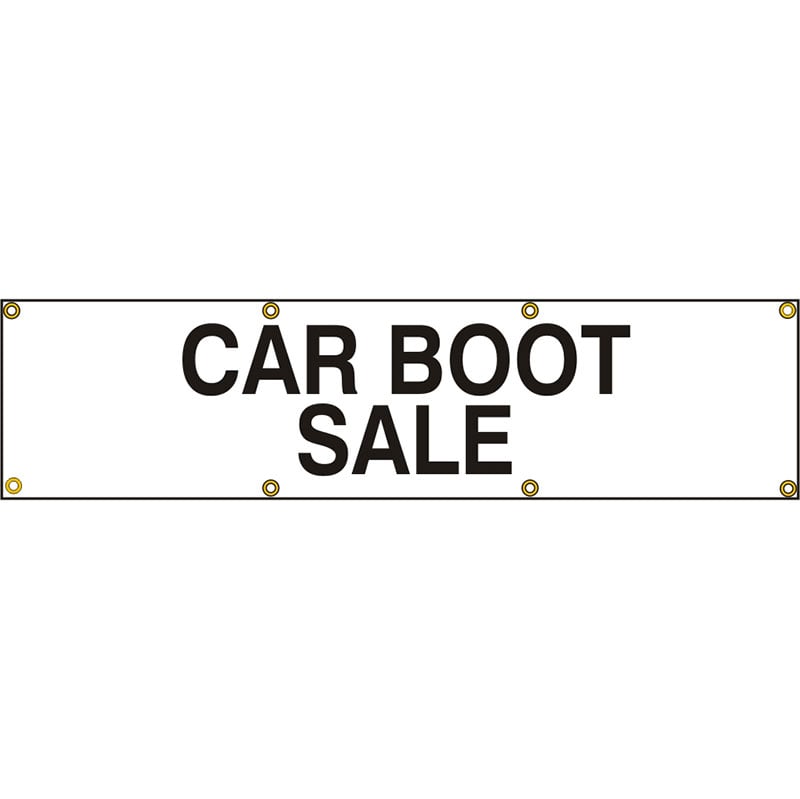 PVC Scaffold Banner with Eyelets - Black & White - Car Boot Sale - 1200 x 300mm