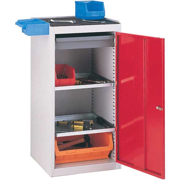 TC Single Door Metal Cupboard with 2 Shelves & 1 Drawer - 984 x 477 x 505mm