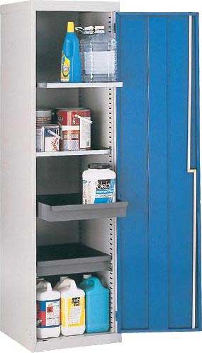 TC Single Door Metal Cupboard with 2 Shelves & 2 Drawers - 1820 x 477 x 505mm