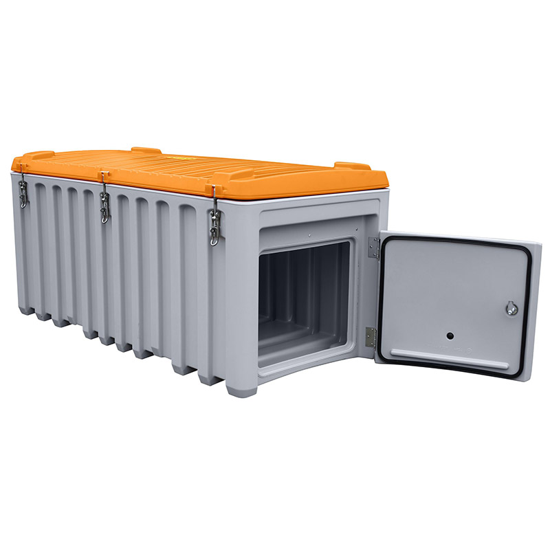 CEMbox Heavy-Duty 750L Storage Box with Side Door - Grey & Orange - 800 x 840 x 1700mm