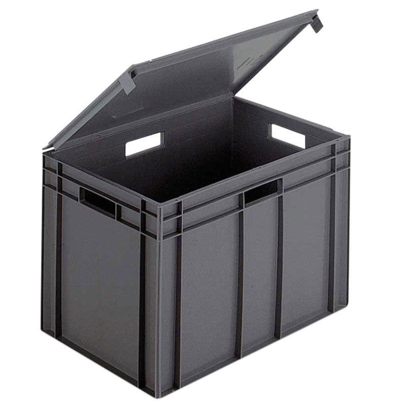 Solid Euro Container with Integral Lid - 75 Litre - 600 x 400 x 423mm