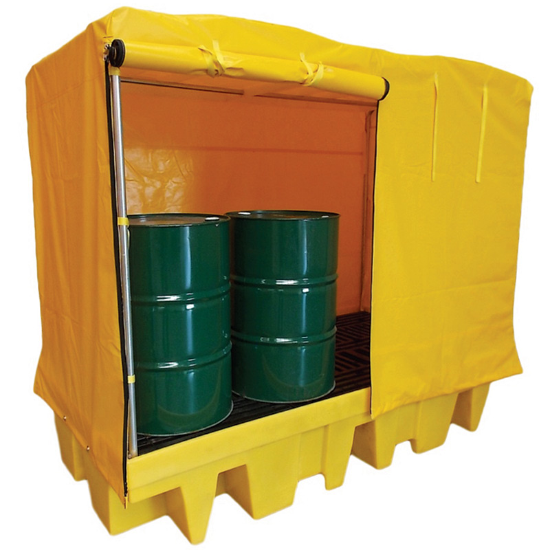 8 Drum Spill Pallet with Frame & Cover - 2210 x 1350 x 2560mm