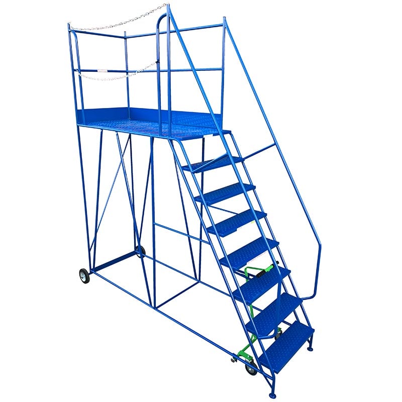 8 Tread Chained Side Access Platform Steps - 2000mm platform height