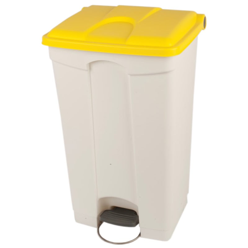Pedal Bin Container 90L White Base, Coloured Lid 500 x 412 x 820mm