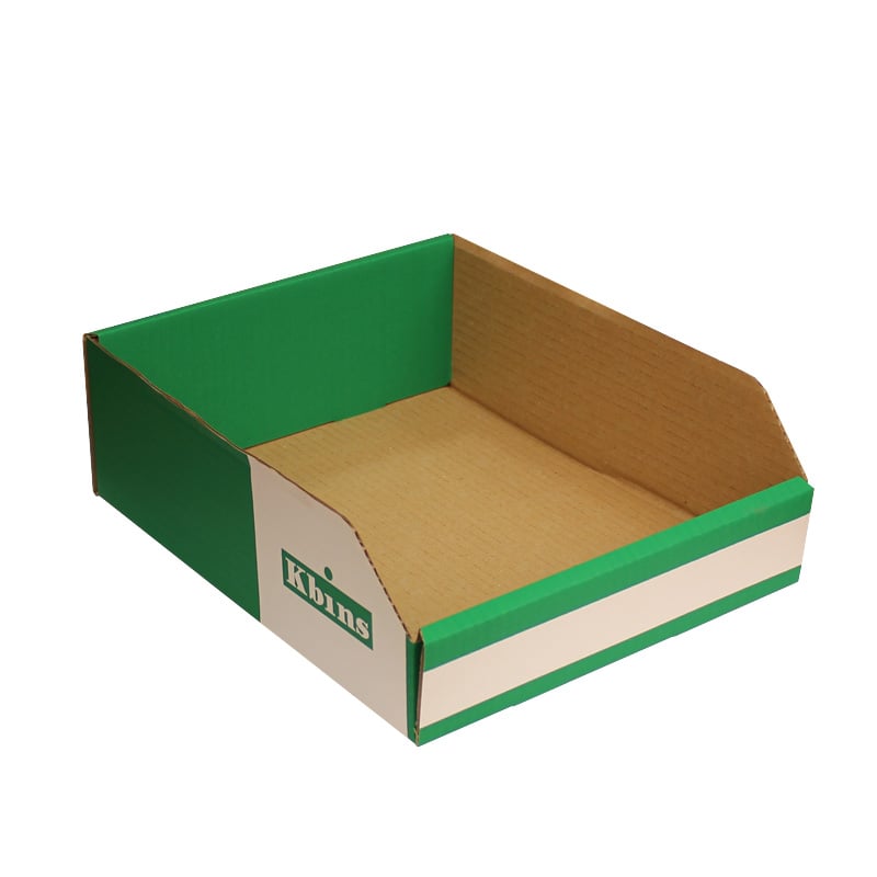 K-Bins - A Range Open Front Fibreboard Shelf Bins - 100 h x 250 w x 300 d - Pack of 50