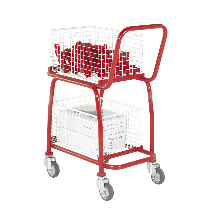 Mailroom Trolley with 2 Removable Baskets (2 Tiers)