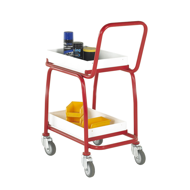 Mailroom Trolley with 2 Removable Steel Trays (2 Tiers)