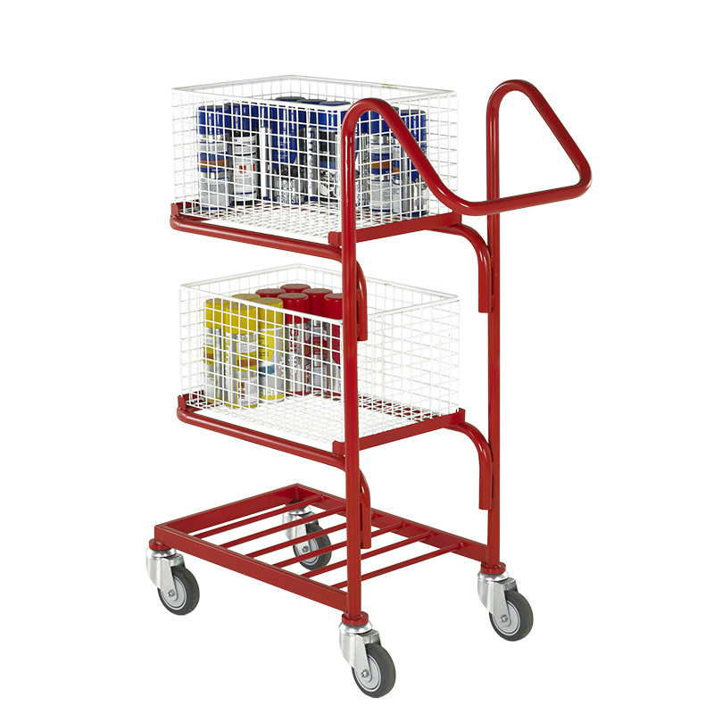 Mailroom Trolley with 2 Removable Baskets (3 Tiers)