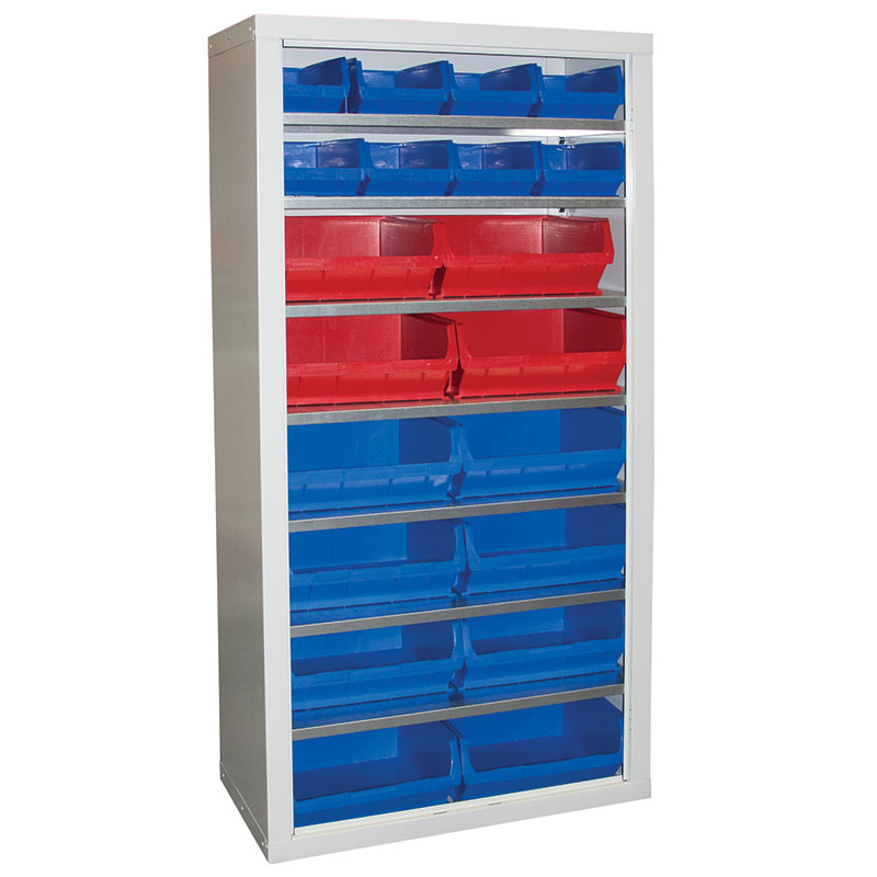 Open Small Parts Storage Cabinet 1800 x 900 x 460mm (8x size 4, 12x size 6, 7 shelves)