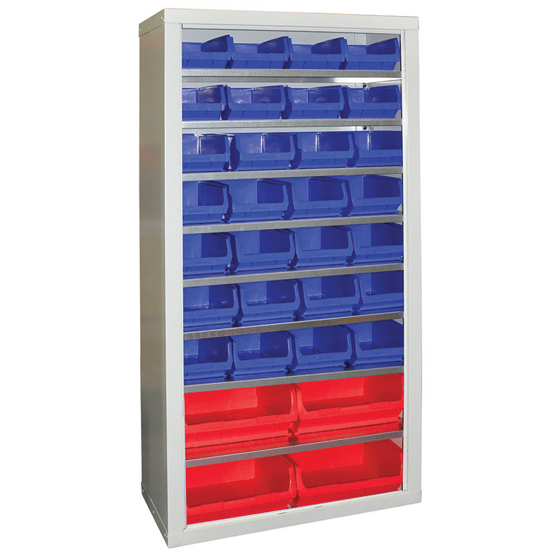 Open Small Parts Storage Cabinet 1800 x 900 x 460mm (28x size 4, 4x size 6, 8 shelves)