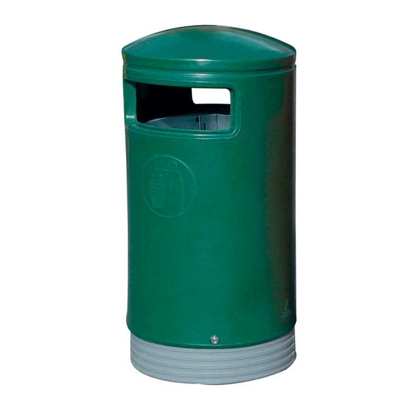 Outdoor Hooded Top Litter Bin - Green