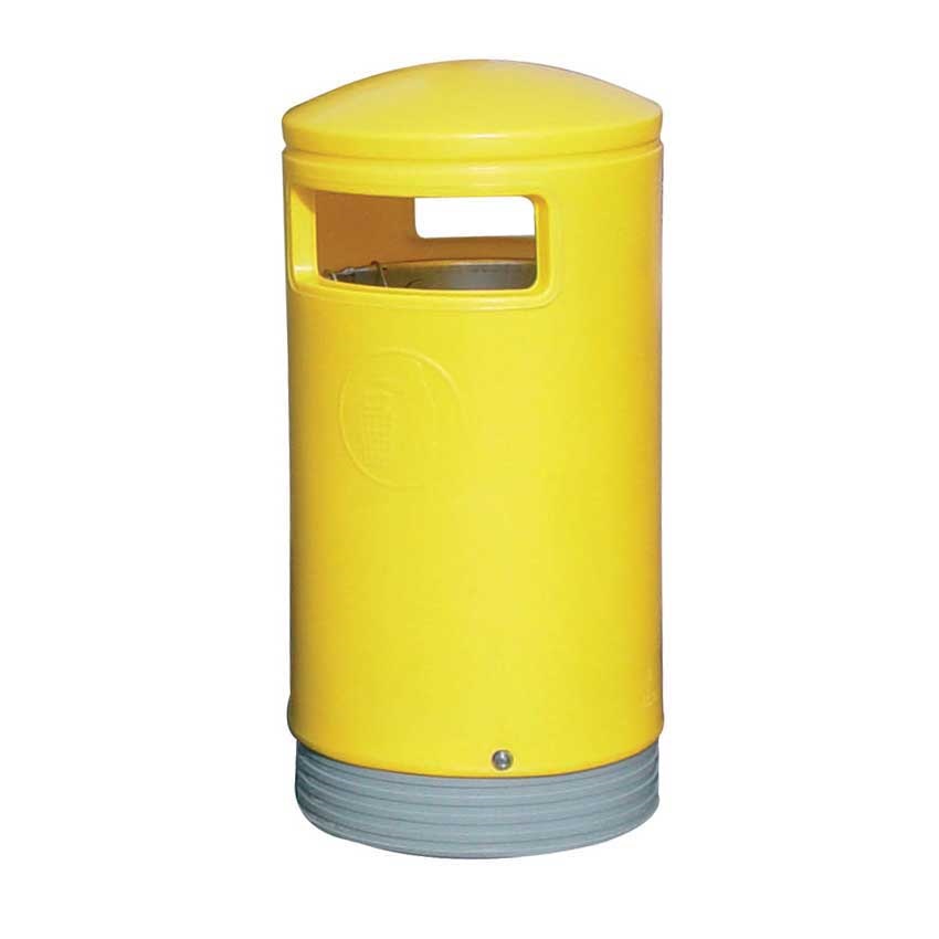 Outdoor Hooded Top Litter Bin - Yellow