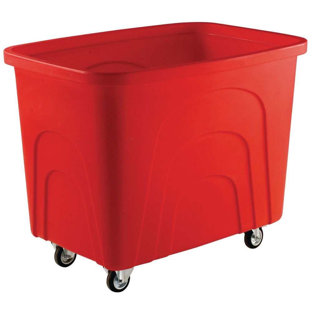 Plastic Container Truck, Corner Wheels, Red, No Lid, Polypropylene Base