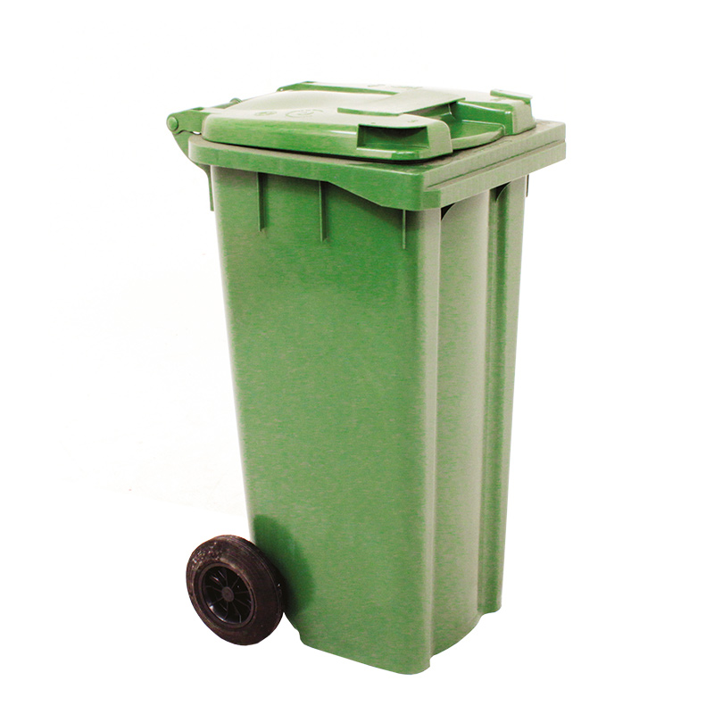 Green Wheelie Bin - 120 Litre- UV stabilised polyethylene - EN-840, RAL and DIN30760 - Compliant with noise reduction regulations