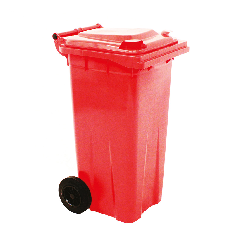 Red Wheelie Bin -  120 Litre- UV stabilised polyethylene - EN-840, RAL and DIN30760 - Compliant with noise reduction regulations