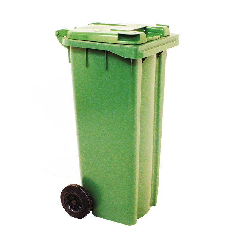 Green Wheelie Bin - 140 Litre - Resistant to chemicals, UV, heat & frost - EN-840, RAL and DIN30760