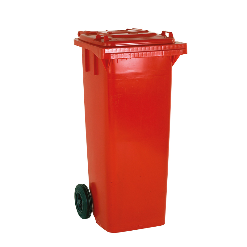 Red Wheelie Bin - 140 Litre - Resistant to chemicals, UV, heat & frost - EN-840, RAL and DIN30760