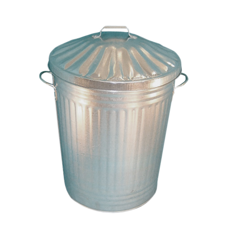 Galvanised 90L dustbin with galvanised lid