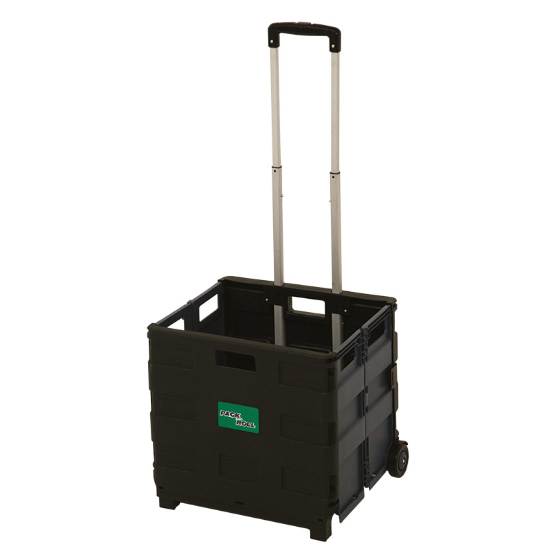 Plastic Folding Box Trolley - Black & Grey - without Lid - 35kg Capacity