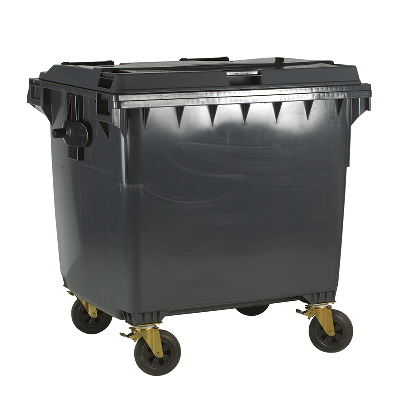 660L Grey Wheelie Bin - 1200 x 1350 x 770mm