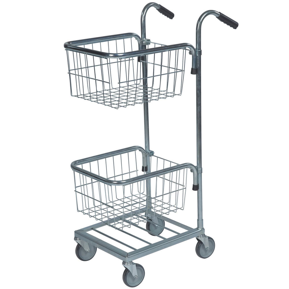 	Office or mailroom Mini Trolley 2 Baskets - 1090 x 355 x 660