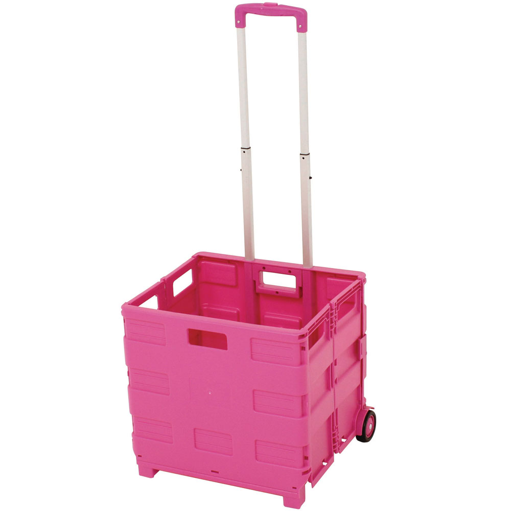 Plastic Folding Box Trolley - Pink - without Lid - 35kg Capacity
