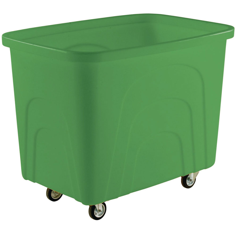 Plastic Container Truck, Corner Wheels, Green, No Lid, Polypropylene Base