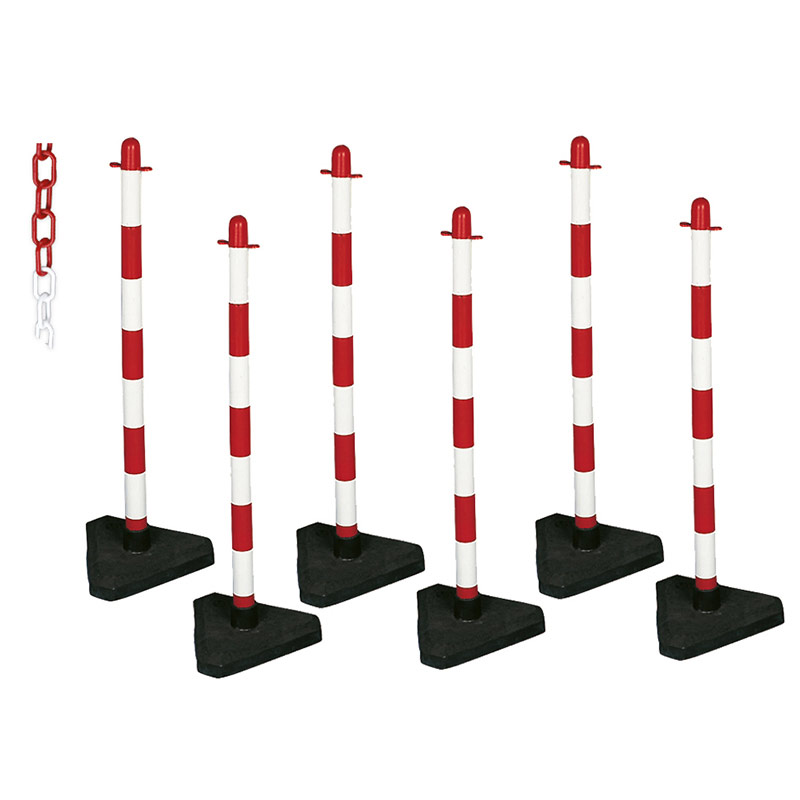 Barrier Kits -  6 Posts, 8mm Chain, Concrete base, Red & White