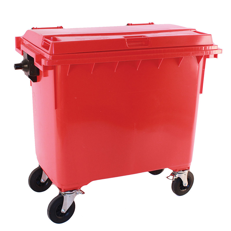 660L Red Wheelie Bin - 1200 x 1350 x 770mm